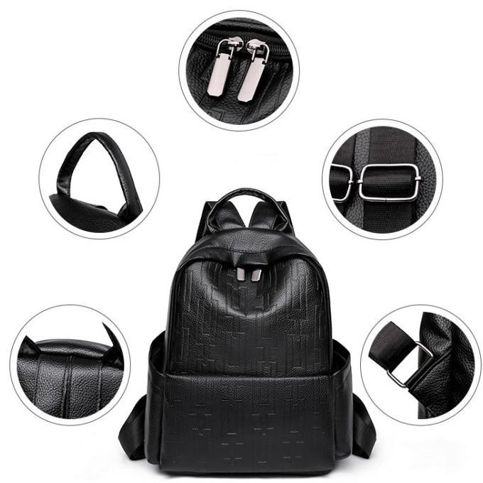 TAS RANSEL WANITA KOREA KULIT HITAM ROSEDALE TA748B5 BACKPACK GENDONG