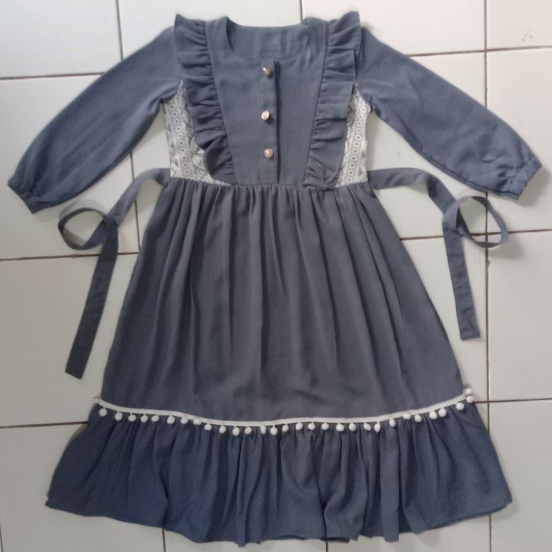 Gamis Anak Perempuan Polos Kombinasi Brokat