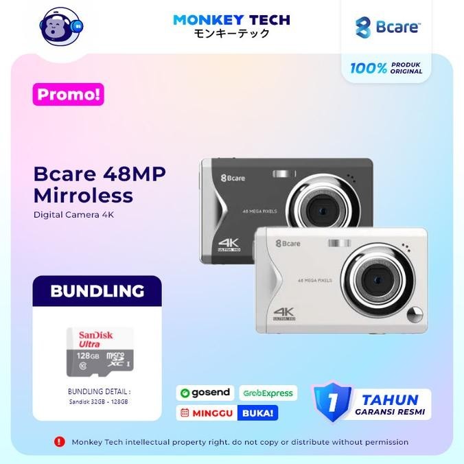 Bcare Mirrorless Pocket Digital Camera 48MP - Kamera Digital 4K 48 MP