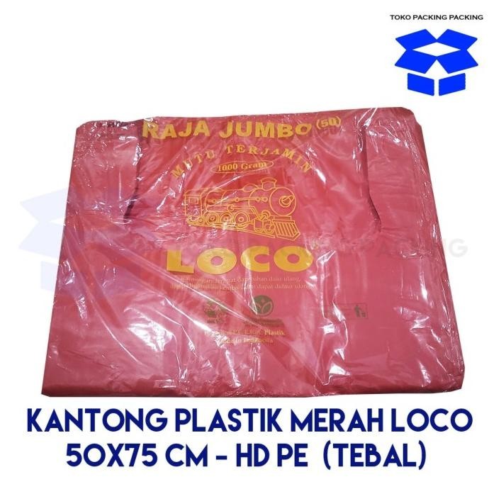 

Kantong Plastik LOCO uk. 50x75 HD PE (500 Gram) Tebal - MERAH
