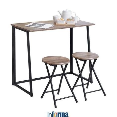 INFORMA LEXI SET MEJA MAKAN LIPAT 2 BANGKU - COKELAT