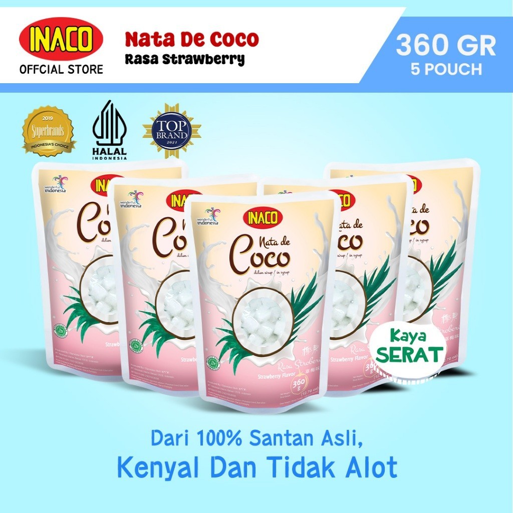 

INACO Nata De Coco Strawberry Pouch 360gr - 5pcs