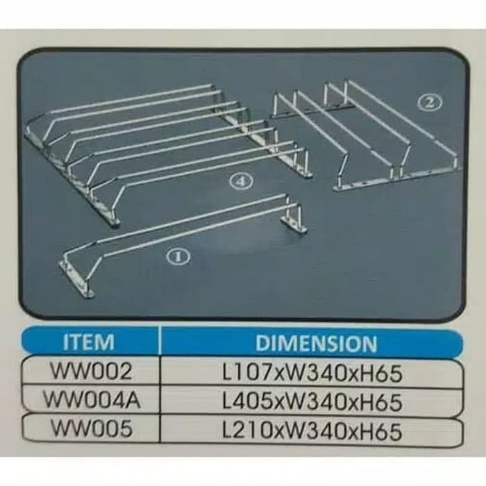 Rak Gelas Bar / Rak Gelas Gantung Stainless 2 Rail /Gantungan Gelas
