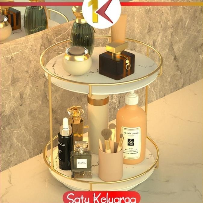SK-K134 Rak Kosmetik Bulat 2 Tingkat Rak Putar 360 Derajat