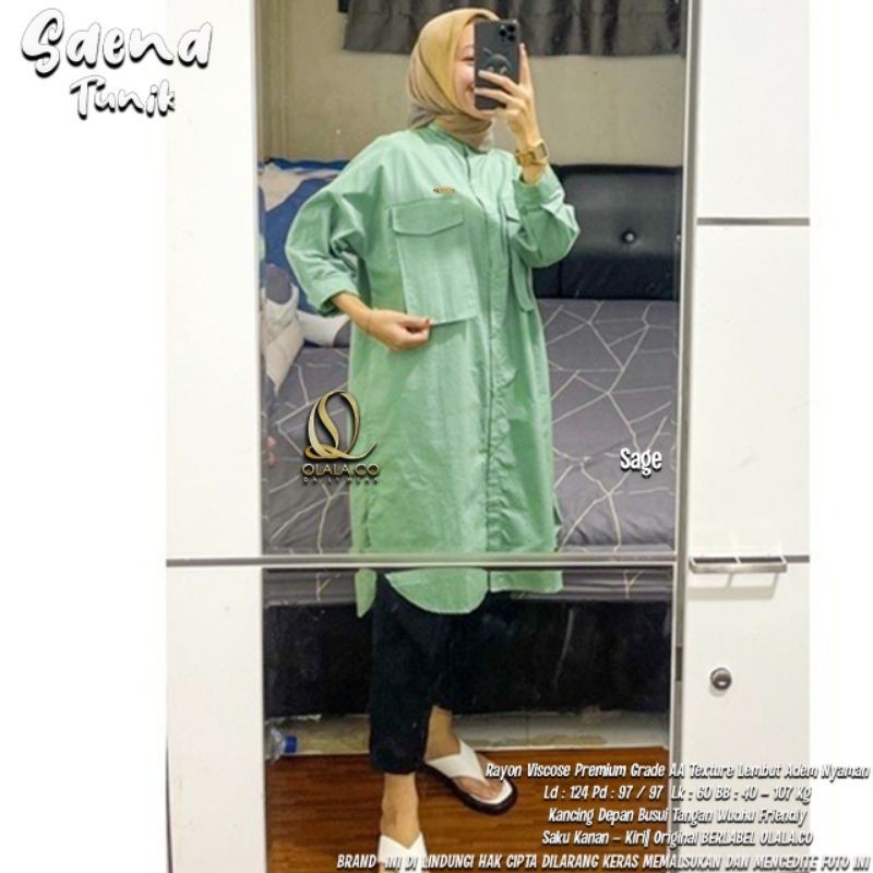 Sage green Syaina Tunik Oversize Ld 120 -140 Katun Viscose adem