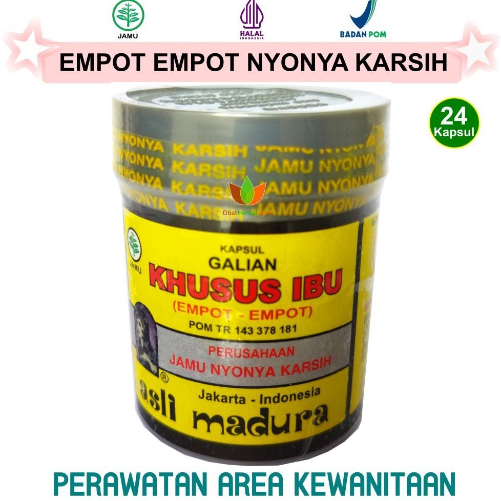 Er-6 24 Kapsul Galian Khusus Ibu Empot Empot Asli Madura Jamu Nyonya Karsih ( Mpot Mpot Ayam ) Empot
