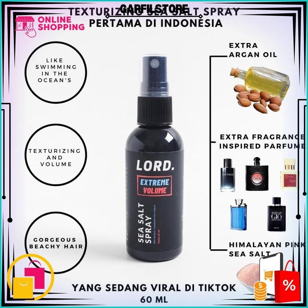 Lord Hair Spray Rambut Mist Texturizing Sea Salt Spray Haircare Pria Wanita Messy Hair Beach Waves S