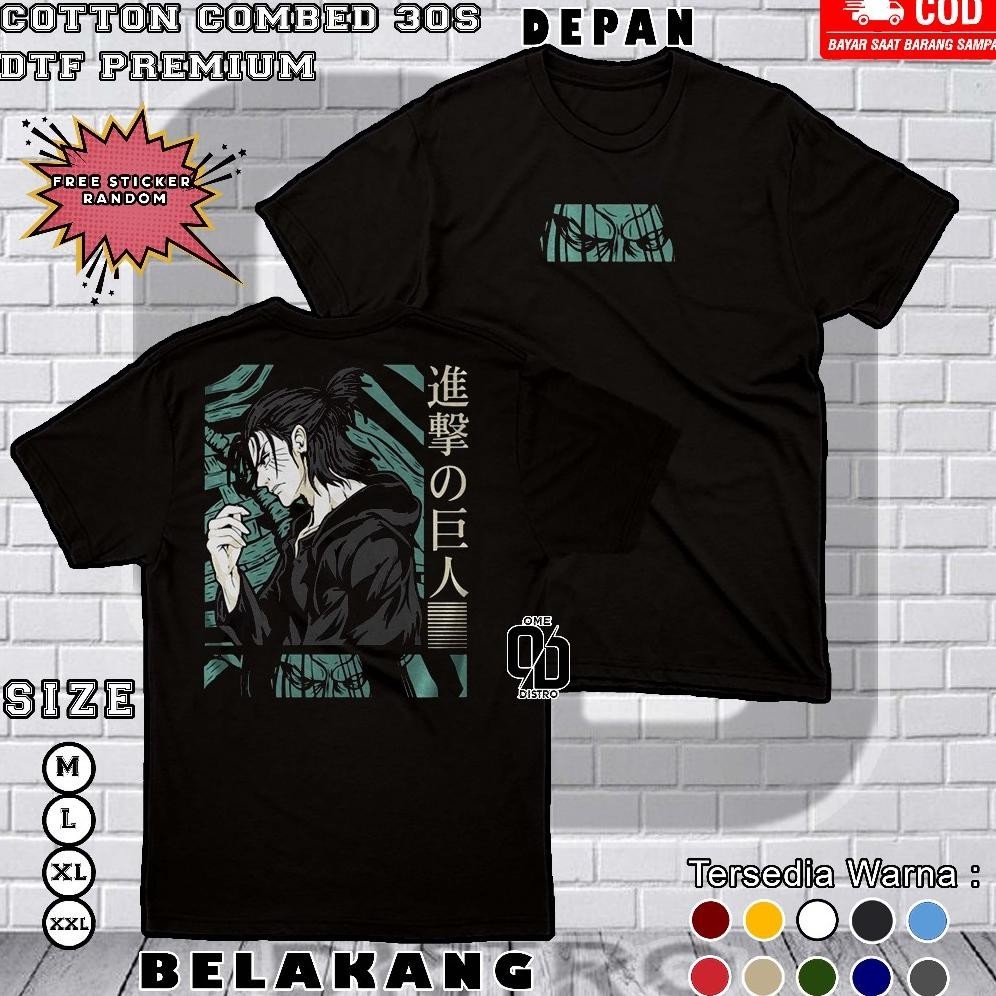 Promo Baju Kaos Eren Yeager Anime Attack On Titan Jaeger Aot Premium