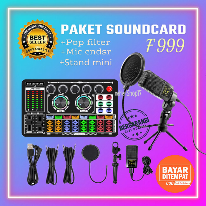 

SOUNDD F999 + MIC MICROPHONE CONDENSER NHL PAKET LENGKAP FUL AUDIO