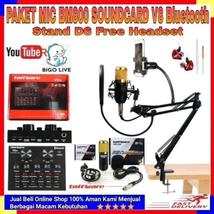 

Paket Komplit Home Recording BM 800 Mixer Soundd V8s Stand Arm