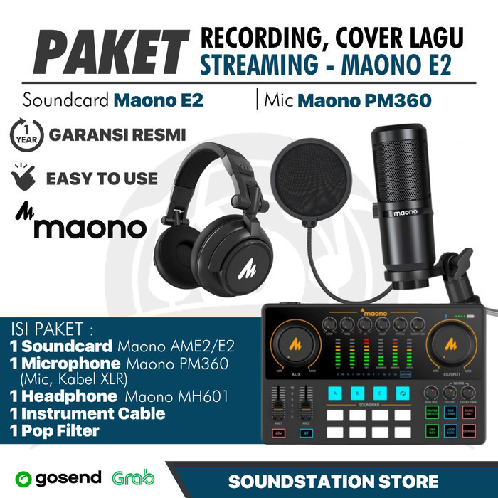 

PAKET AME2 RECORDING COVER LAGU STREAMING MAONOCASTER E2 + MIC MAONO