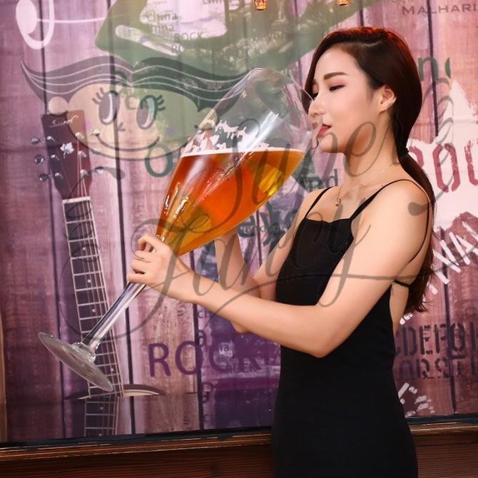 Jumbo big glass wine champagne gelas kaca tinggi party pesta LS