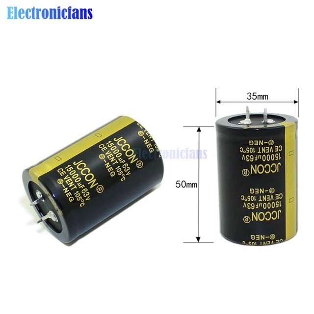 Elco 63 V 15000 Uf 35X50 Mm Aluminium Kapasitor Frekuensi Tinggi Low E