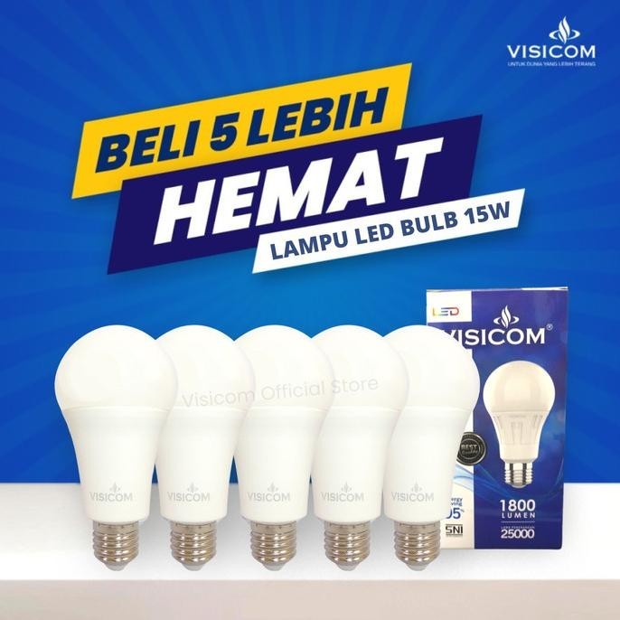 PAKET HEMAT Lampu LED BULB VISICOM 15W WATT (HB) 5PCS