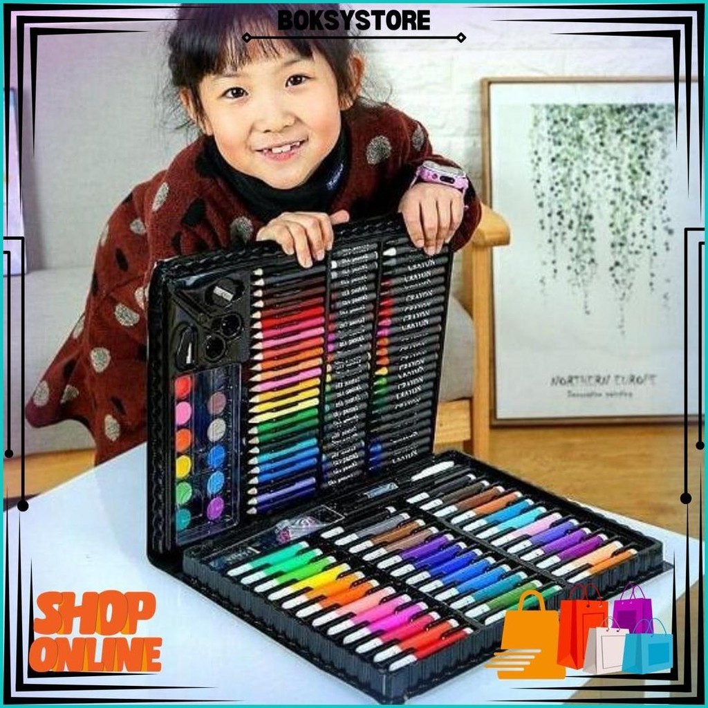 

150 Pcs Crayon Alat Lukis Anak Pensil Warna Cat Air Perlengkapan Menggambar Melukis Mewarnai Set Art Full Set Pc Krayon 150Pcs 150Pc Pastel Pena Cat Air Kuas Best Seller