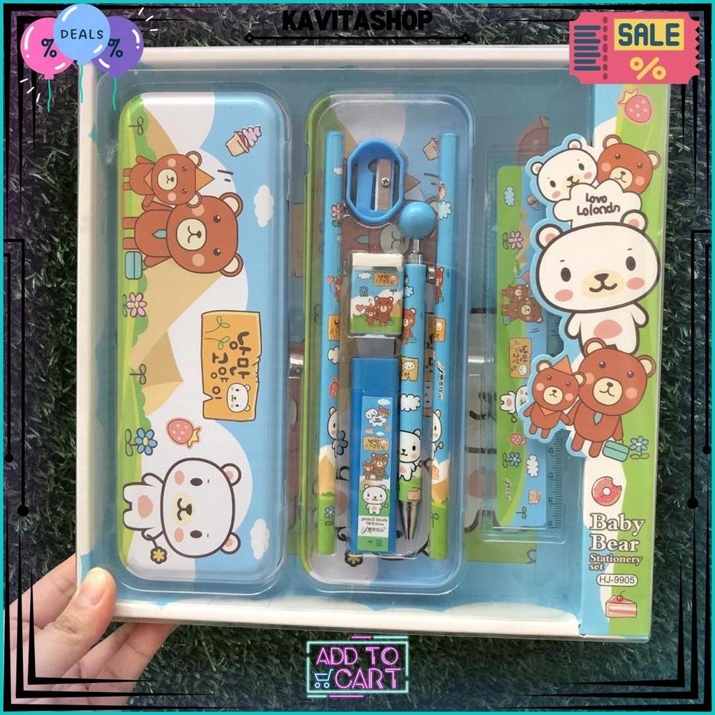 

Sekolah / Kotak Pensil / Alat Tulis/Cute Stationery Untuk Hadiah Anak / Kotak Pensil Anak Set 7In1 Best Seller