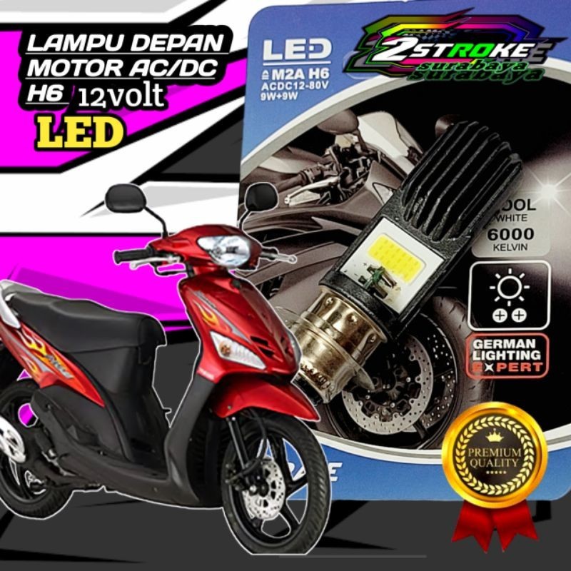 Lampu Depan Motor YAMAHA MIO SMILE LED Putih Terang H6/ T19 Ac/Dc 12Volt Pengganti Dop/Bohlam