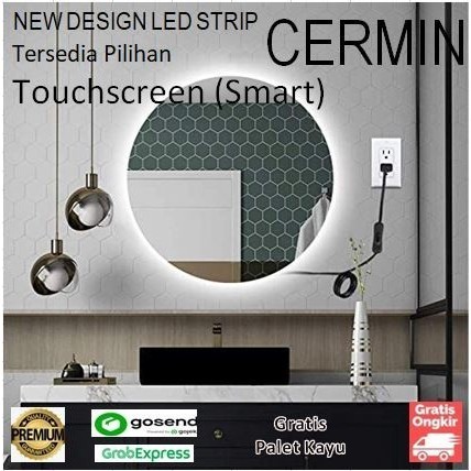 MIRROR LED CERMIN DINDING KAMAR MANDI BULAT DENGAN LED CUSTOM 5MM