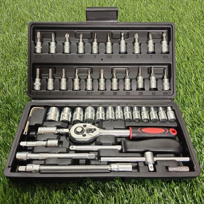 Jld Kunci Sok Set Lengkap 46Pcs SoketKunci Bengkel Motor Komplit -Dpb