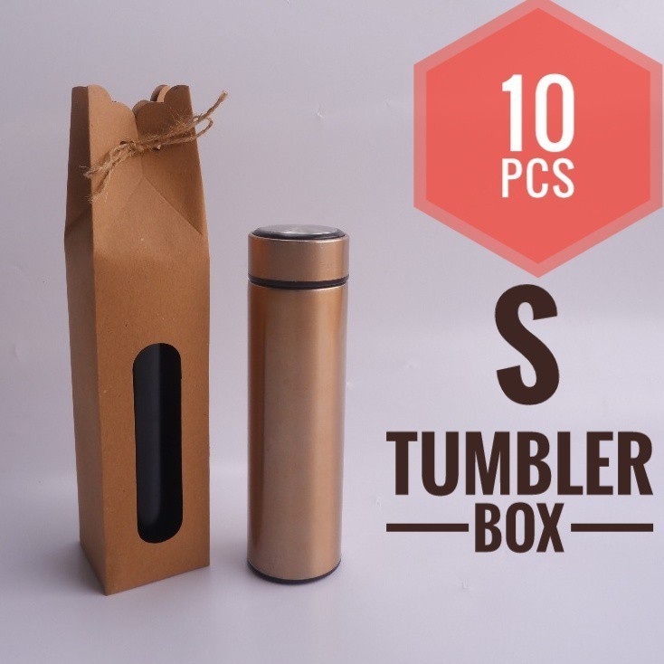 

[HARGA 10PCS] Tumbler Box Kraft Botol Souvenir Box Kotak Dus Botol hampers Kondangan Sovenir my bottle Ulang tahun 7x7x30cm kotak hampers packaging