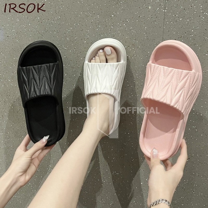 Sandal Karet Wanita // IRSOK Sandal Selop Karet Wanita Wedges Tinggi 5cm Korea Premium Fashion EVA