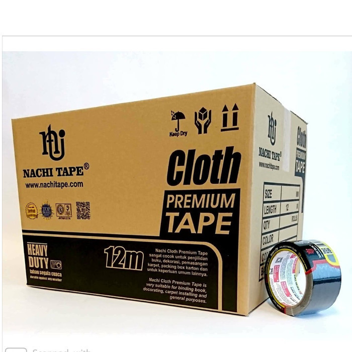 

(Dus) Nachi Cloth Tape Lakban Kain 46 Mm / 2 Inch X 12 Meter Hitam