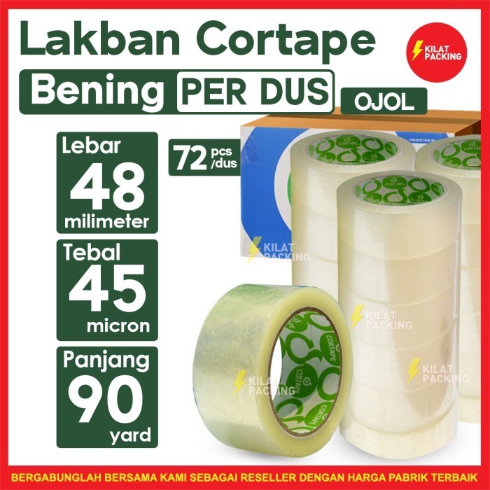 

Lakban Cortape Bening 48 Mm X 90 Yard 1 Dus- Ojol