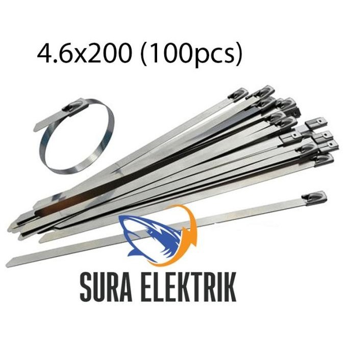 

BEBAS ONGKIR - Stainless Steel Cable Ties SS 4.6x200 Isi 100pcs/Pack