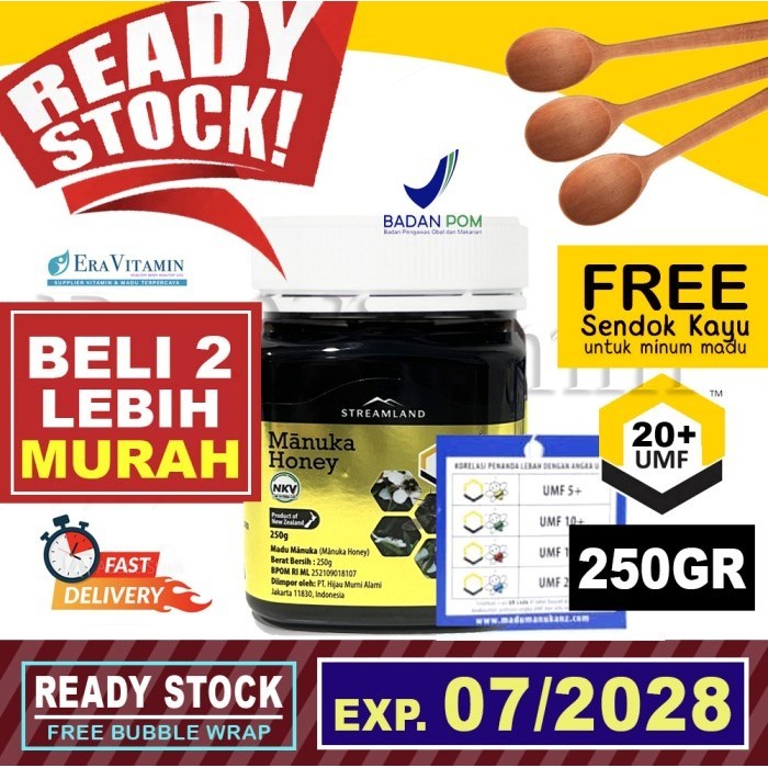 

Ready 250gr Streamland Madu Manuka UMF 20+ Honey Original New Zealand