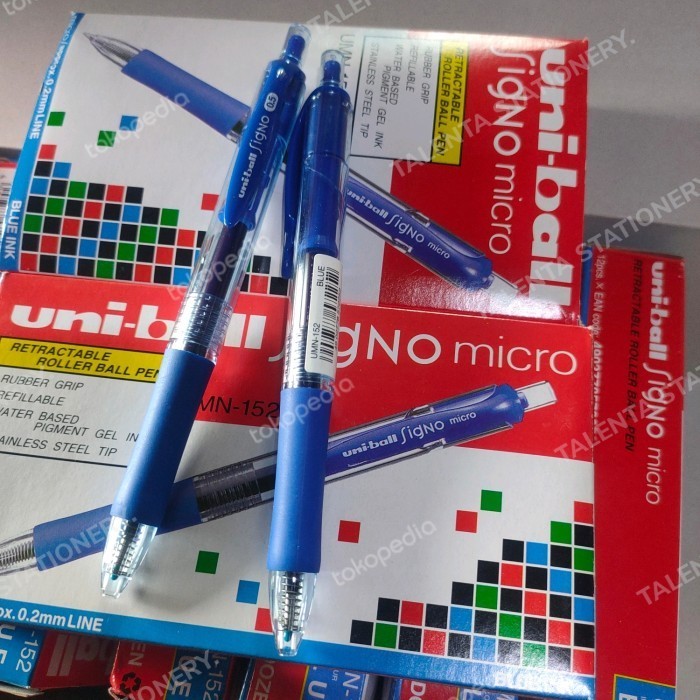 

Ready pulpen uni ball signo biru UMN-152 signo micro 0,5 original