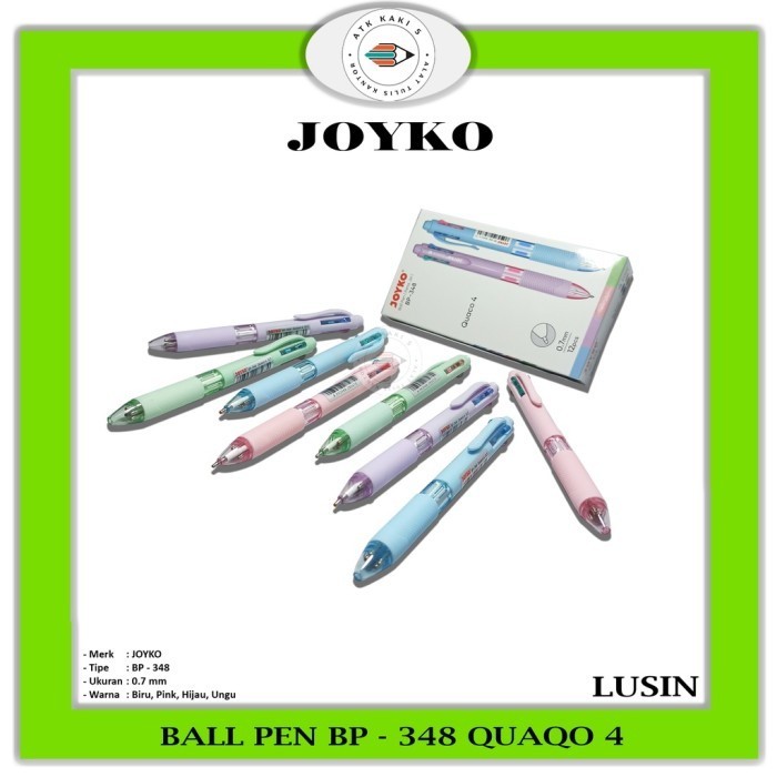 

Ready Joyko Ball Pen 4 In 1 Pulpen Pena BP-348 Quaco 4 0.7mm Lusin