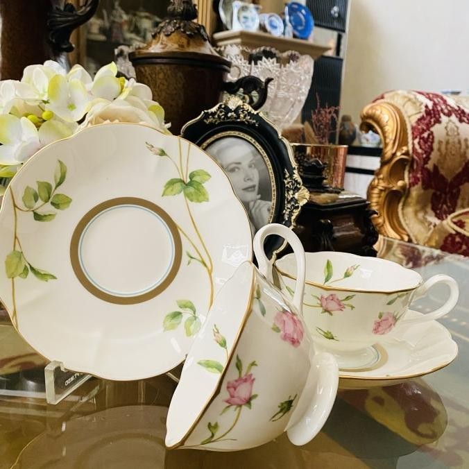 [Promo] Tea Cup Saucer Narumi Rosy Lane 2 Set Mewah Cantik - Cangkir Tatakan