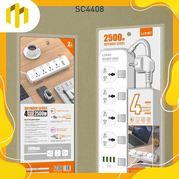Ldnio Sc4408 Stop Kontak Colokan Listrik Universal & Usb Fast Charger