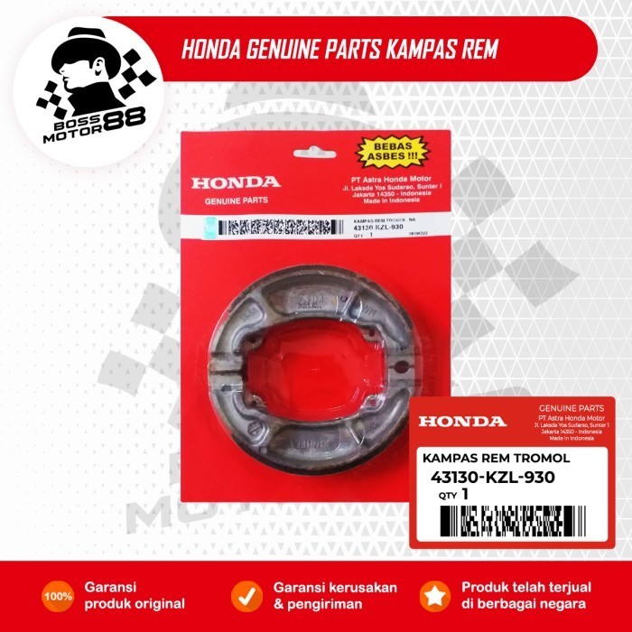 43130Kzl930 Honda Kampas Rem Tromol Motor Beat/Scoopy/Spacy/Vario Ori
