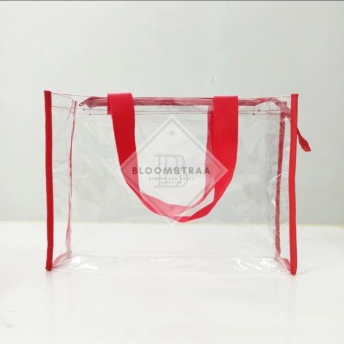 Tas Mika Transparan Resleting Tas Souvenir Transparant Zipper Tote Bag
