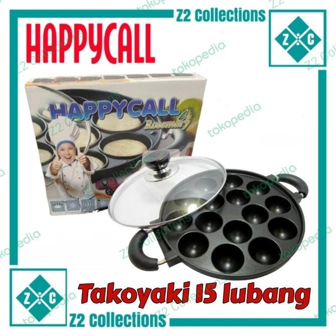 HAPPY CALL 15 lubang cekung cetakan takoyaki cake pan loyang cembung
