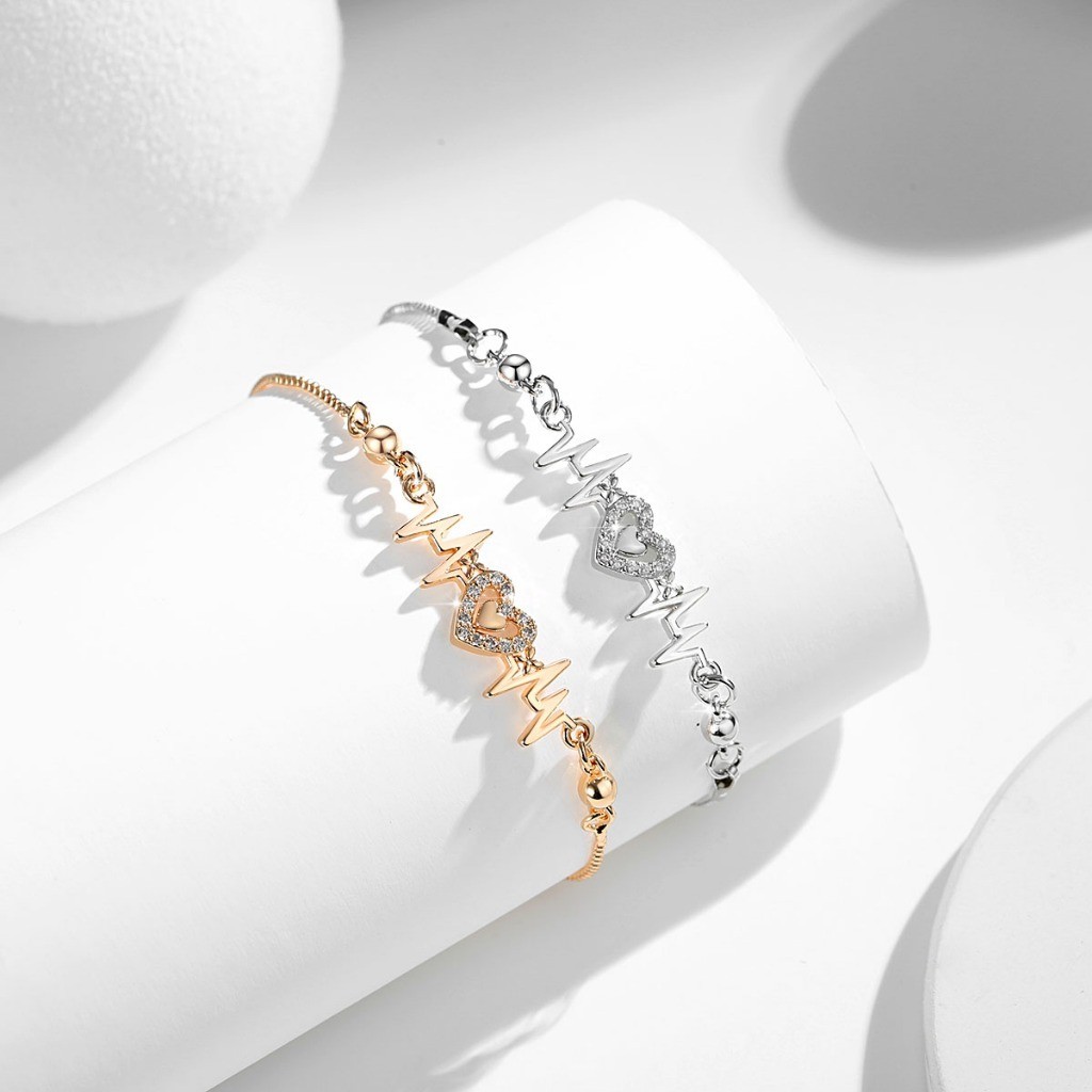 LM424 [COD] Gelang Serut Berlian Imitasi Lapis Emas Titanium Wanita Modis Korea Tahan Karat