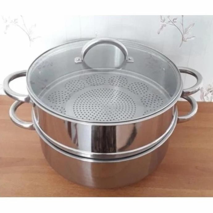 [Baru] Panci Kukus Serbaguna Supra 36 Cm Susun 2 Stainless Steel