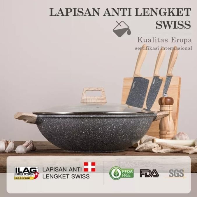 [New] Promo Carote Wok Pan With Lid 28 Cm