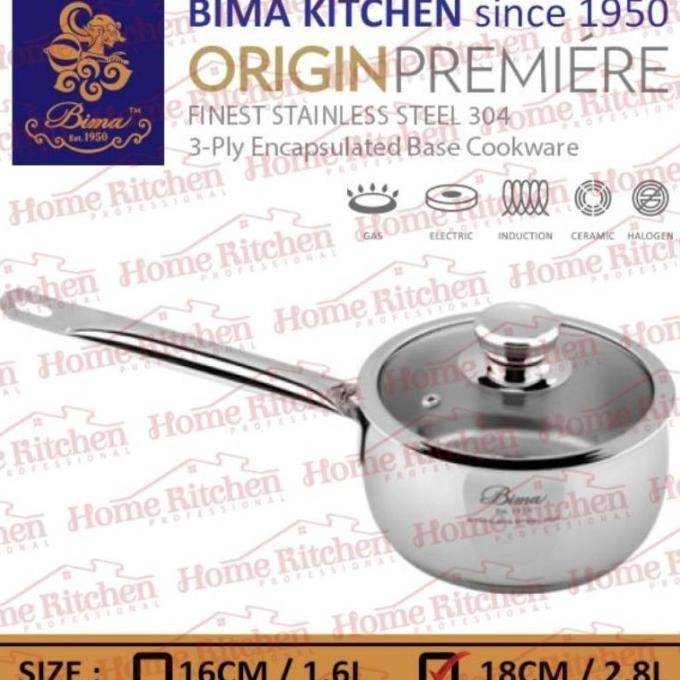 [New] B2002116 B2002118 Bima Origin Premiere Sauce Pan 16Cm 18Cm Panci Bima