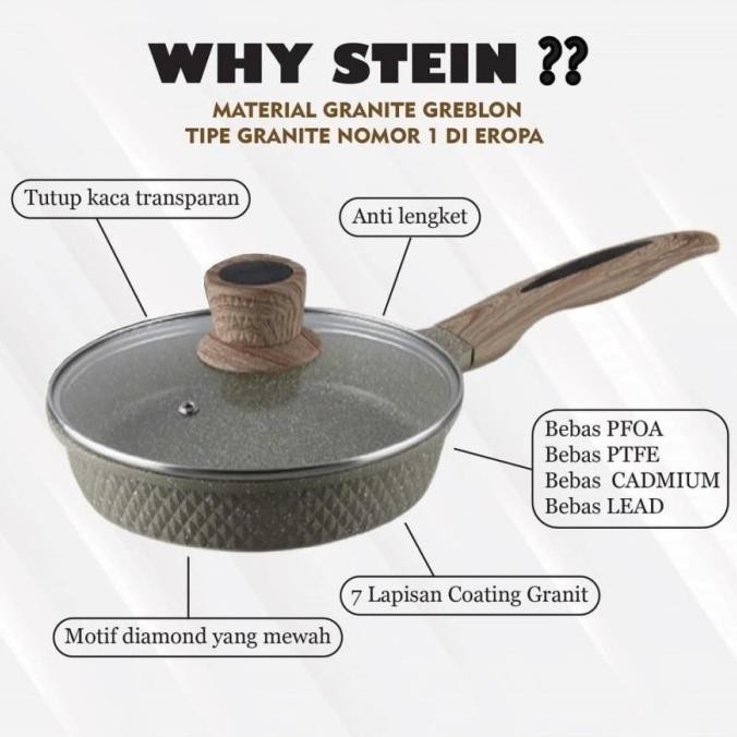 [Baru] Stein Cookware Stein Fry Pan 24 Cm Wajan Penggorengan Diamond Series