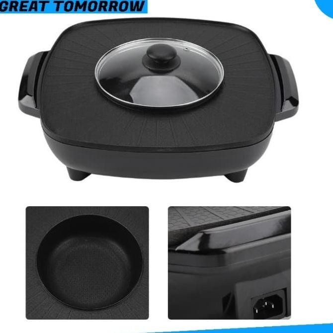 [Ready Stock] Gt Elektrik Grill Pan Bbq Grill 2 In 1 Shabu Tepanyaki Multifungsi