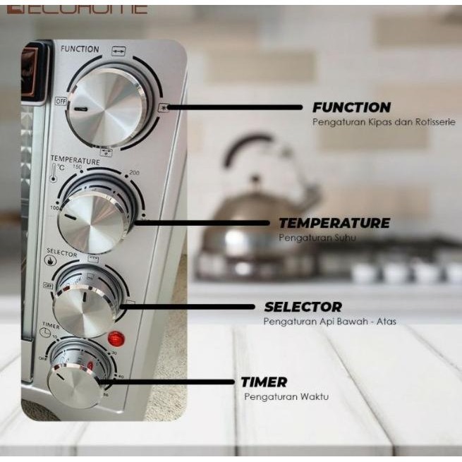 [New] Ecohome Oven Listrik Platinum Eop-888/Oven Ecohome - 38 Liter