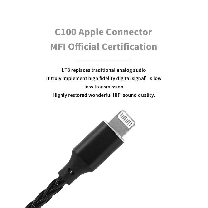 JCALLY LT8 Kabel KZ Lightning MFi Certified Lightning Jack for KZ TRN Import Premium