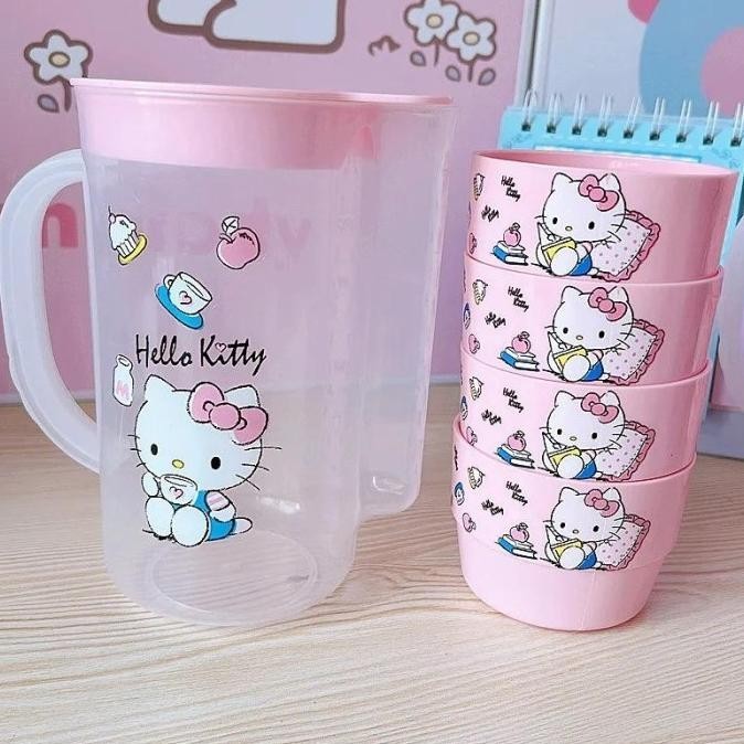 Teko Set Gelas Plastik 5 in 1 Portable Minimalis & Elegan