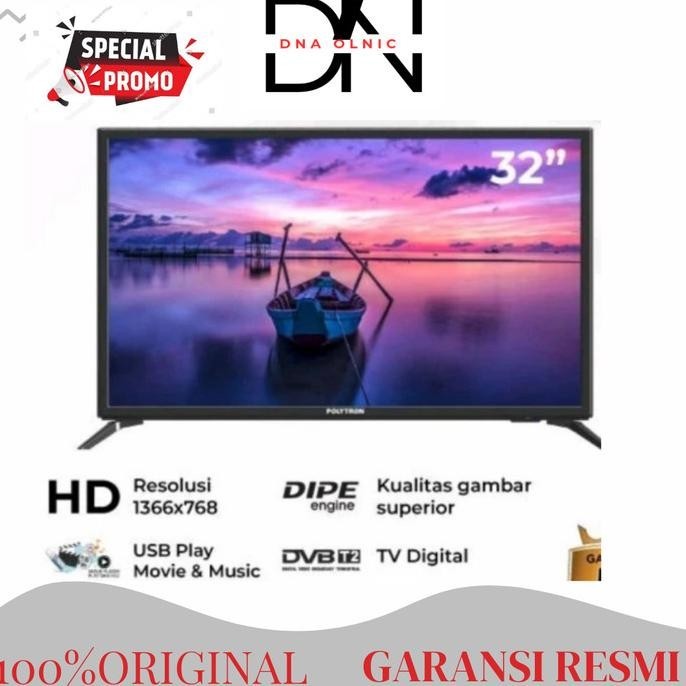 [Garansi] Polytron Led Tv 32 Inch Pld 32V1853/32V1852 Digital Tv