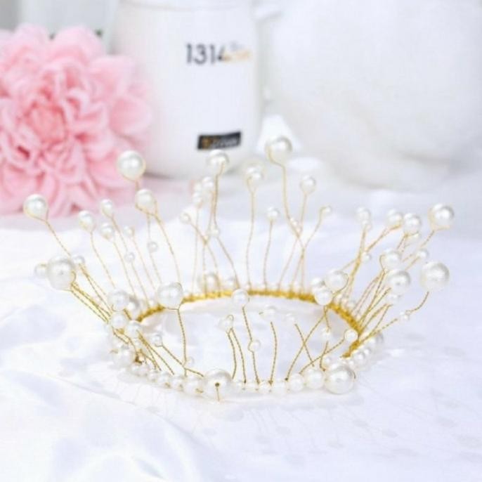 Cake Topper  Mahkota Mutiara Toper Crown Dekorasi Kue Ulang Tahun