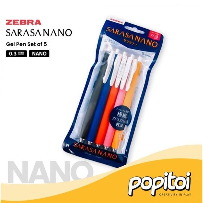 

HARGA DISC - Zebra Sarasa NANO 0.3 mm Gel Pen SET of 5 Pulpen Warna