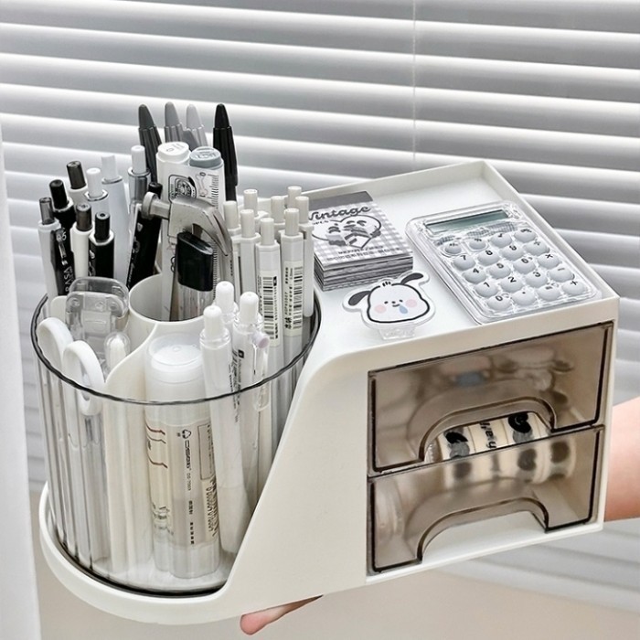 

TEMPAT ALAT TULIS AKSESORIS DENGAN LACI / TEMPAT KUAS MAKE UP KOSMETIK