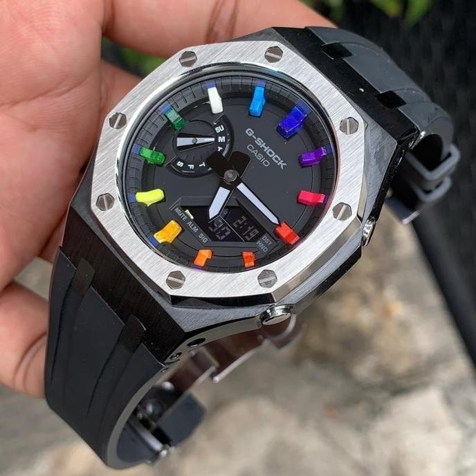 [Garansi] Casio G-Shock Ga-2100 Rainbow Black Silver Gen3 Casioak